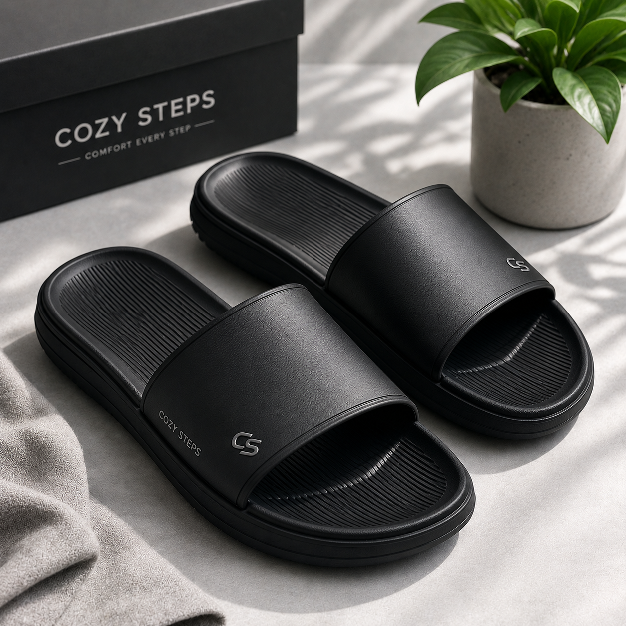Cozy Steps รองเท้าแตะสีดำ men
