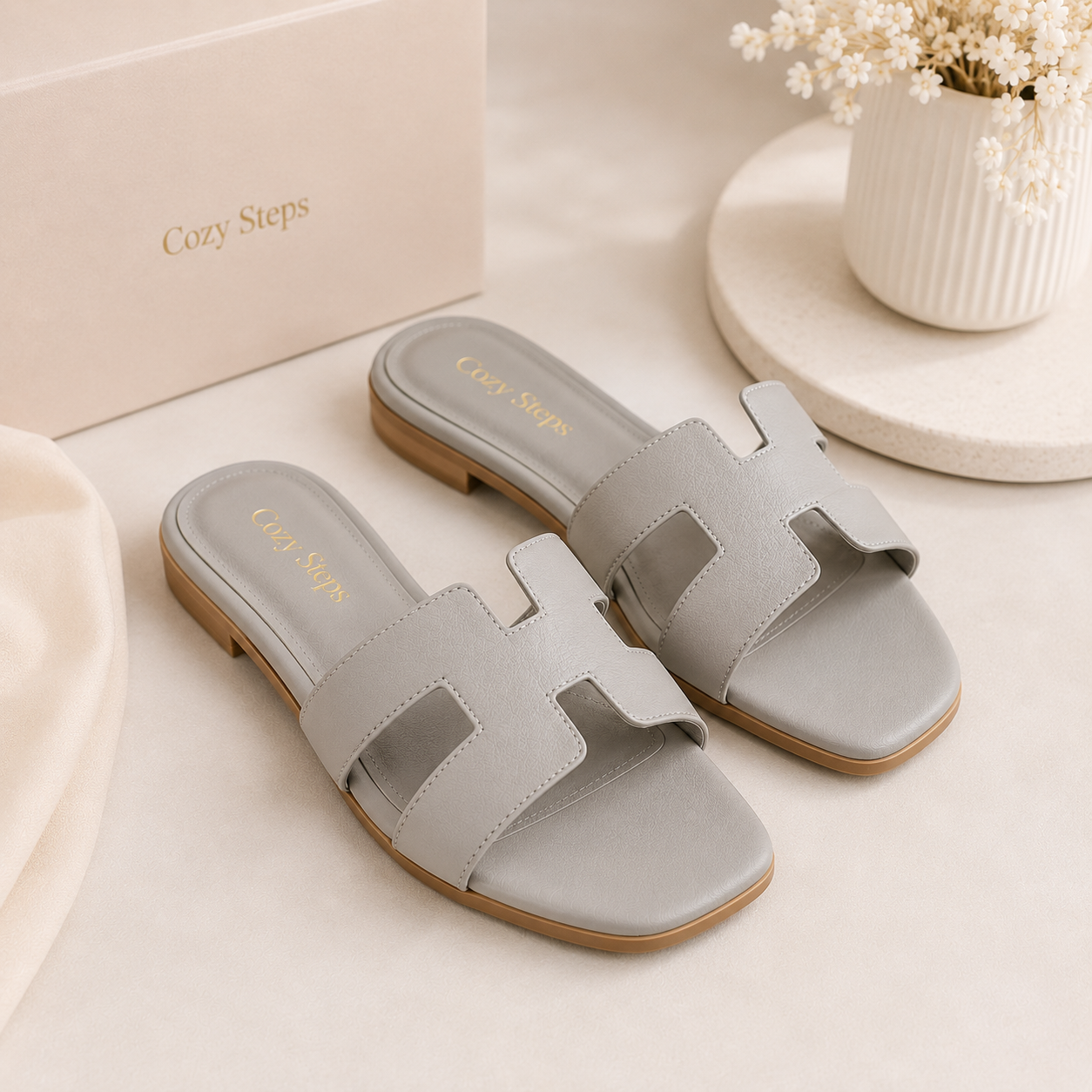 Cozy Steps รองเท้าแตะสีเทา