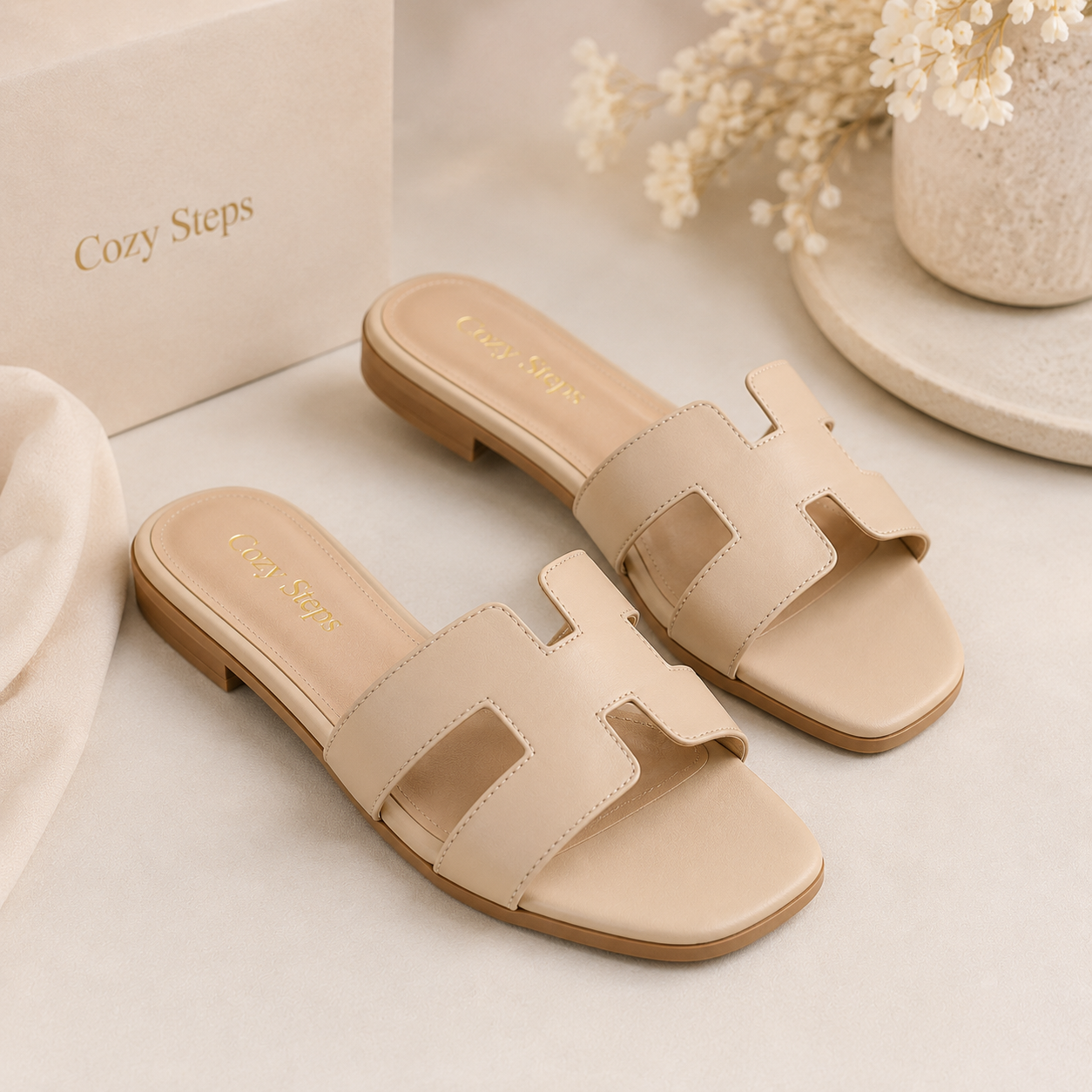 Cozy Steps รองเท้าแตะสีเบจ